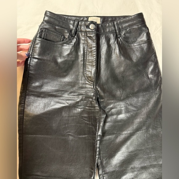 Aritzia Wilfred The Melina High Waisted Black Vegan Faux Leather Pants 2 - Picture 5 of 12